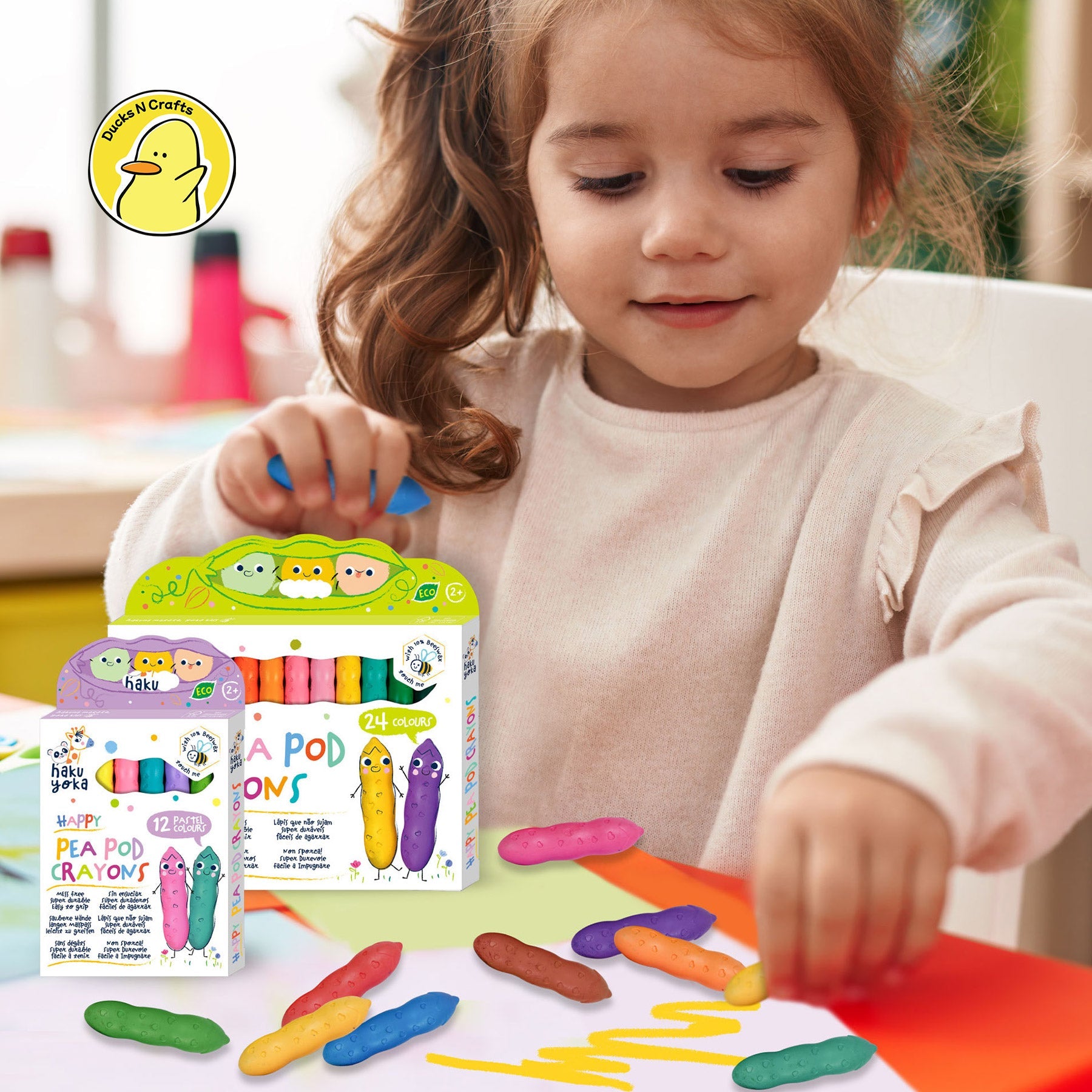 Hakuyoka Happy Pea Pod Crayons 36 Colours - Image 4