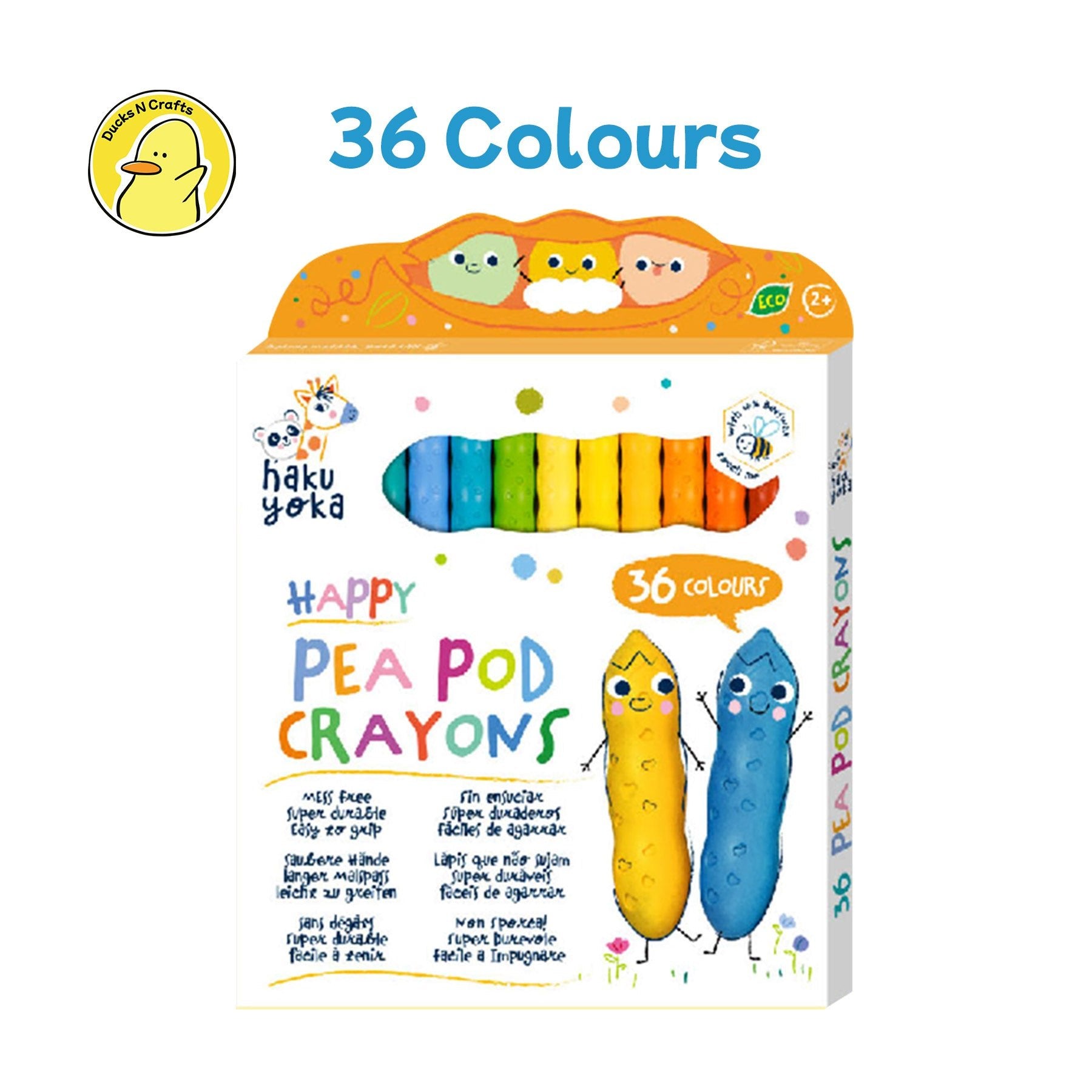 Hakuyoka Happy Pea Pod Crayons 36 Colours - Image 2